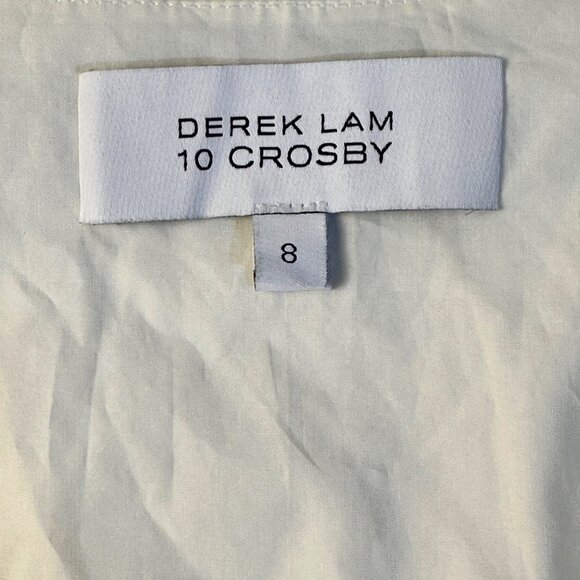 DEREK LAM 10 CROSBY Womens Oversized Blouse White Sz 8 Raw Fringe Overlap Back - Picture 5 of 14